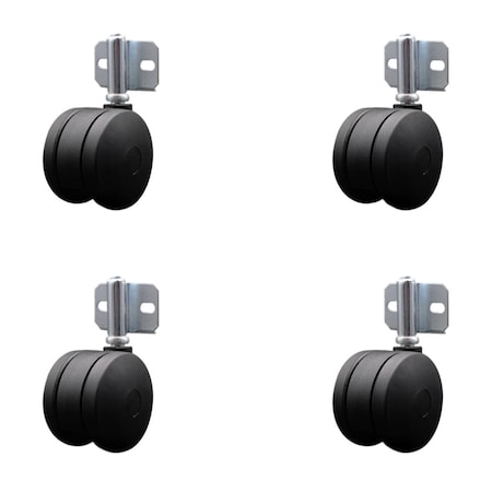 Service Caster 3'' Nylon Twin Wheel Casters with Side Mounting Bracket , 4PK SCC-UHGR02S75-NYS-716-4-CB180-4